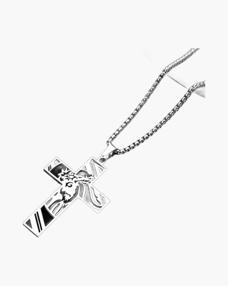 The Holy Visage Stainless Steel Jesus Cross Necklace view 2