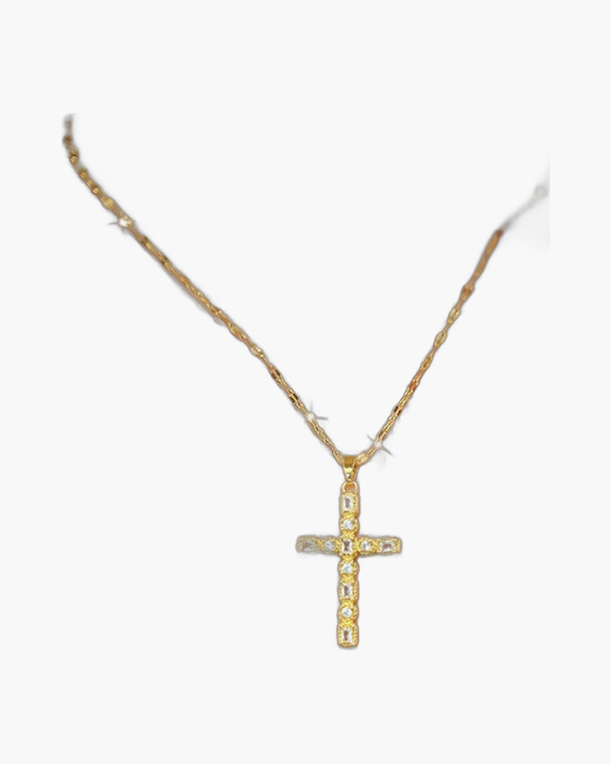 The Jeweled Cross, Gold-Tone Zircon Cross Necklace, view 4