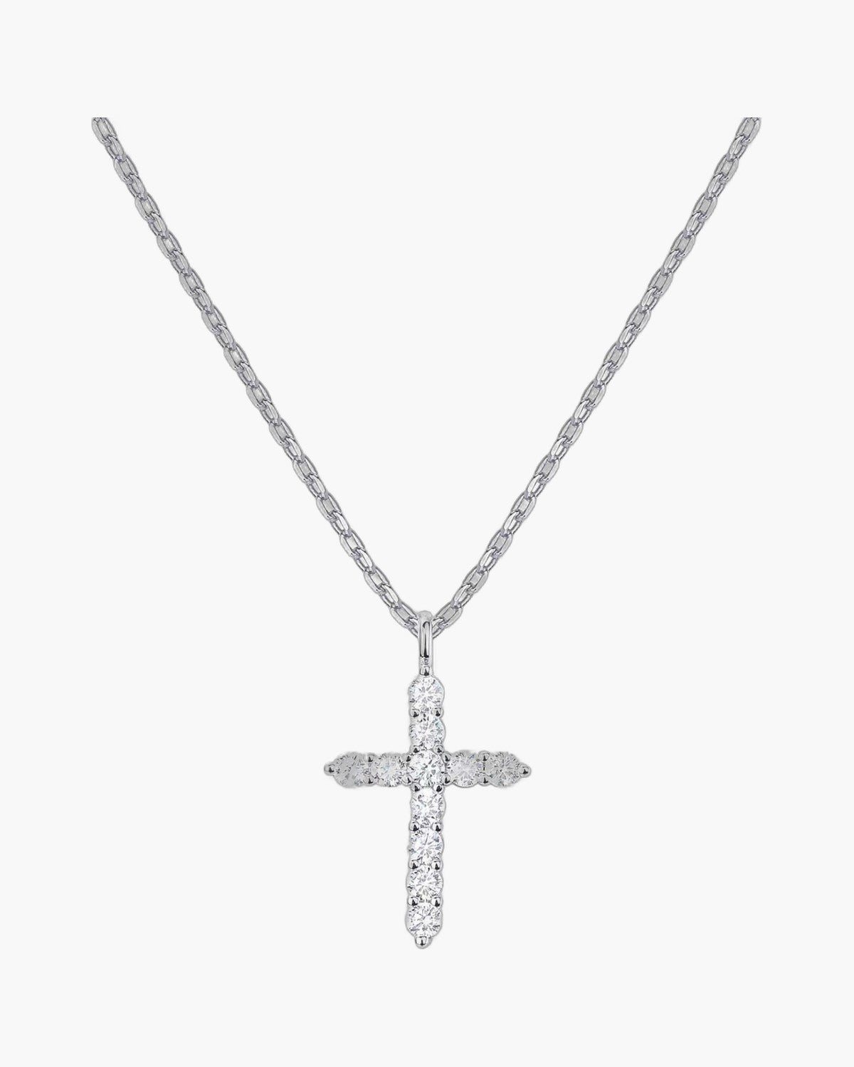 The Luminous Cross 925 sterling silver pave cross necklace