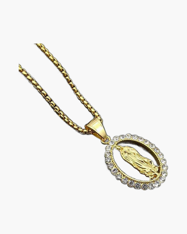 The Marian Radiance Stainless Steel Virgin Mary Pendant Necklace view 5