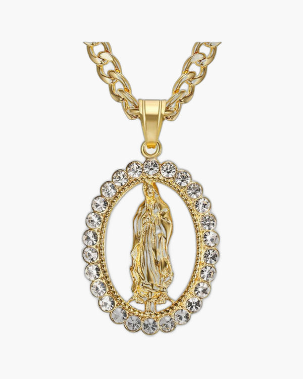 The Marian Radiance Stainless Steel Virgin Mary Pendant Necklace view 2