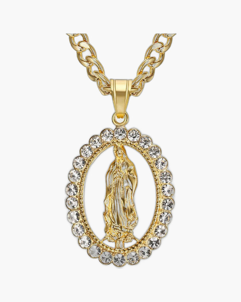 The Marian Radiance Stainless Steel Virgin Mary Pendant Necklace view 2