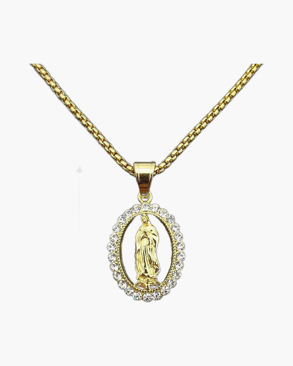 The Marian Radiance Stainless Steel Virgin Mary Pendant Necklace view 4