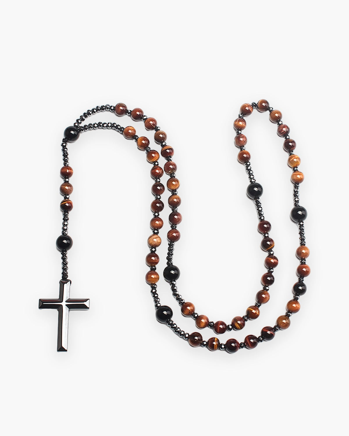 The Meditative Rosary in red tiger eye, front view