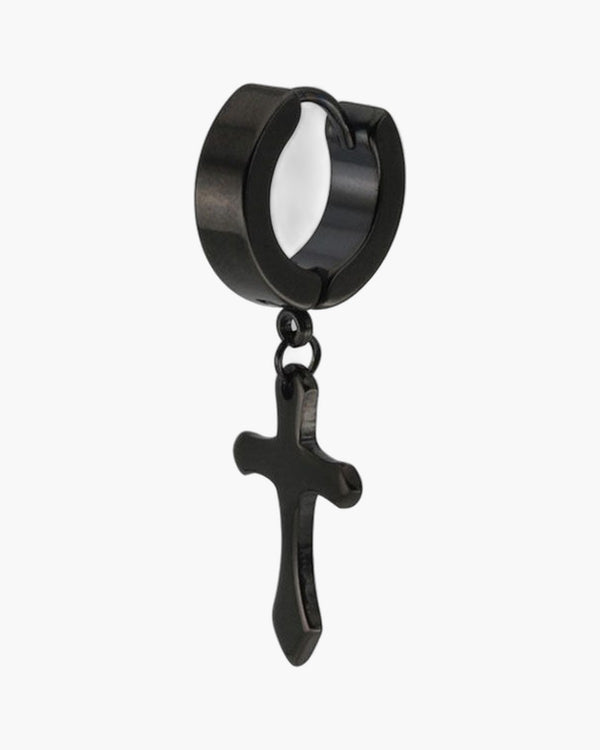 The Midnight Cross Black Stainless Steel Cross Earrings view 2
