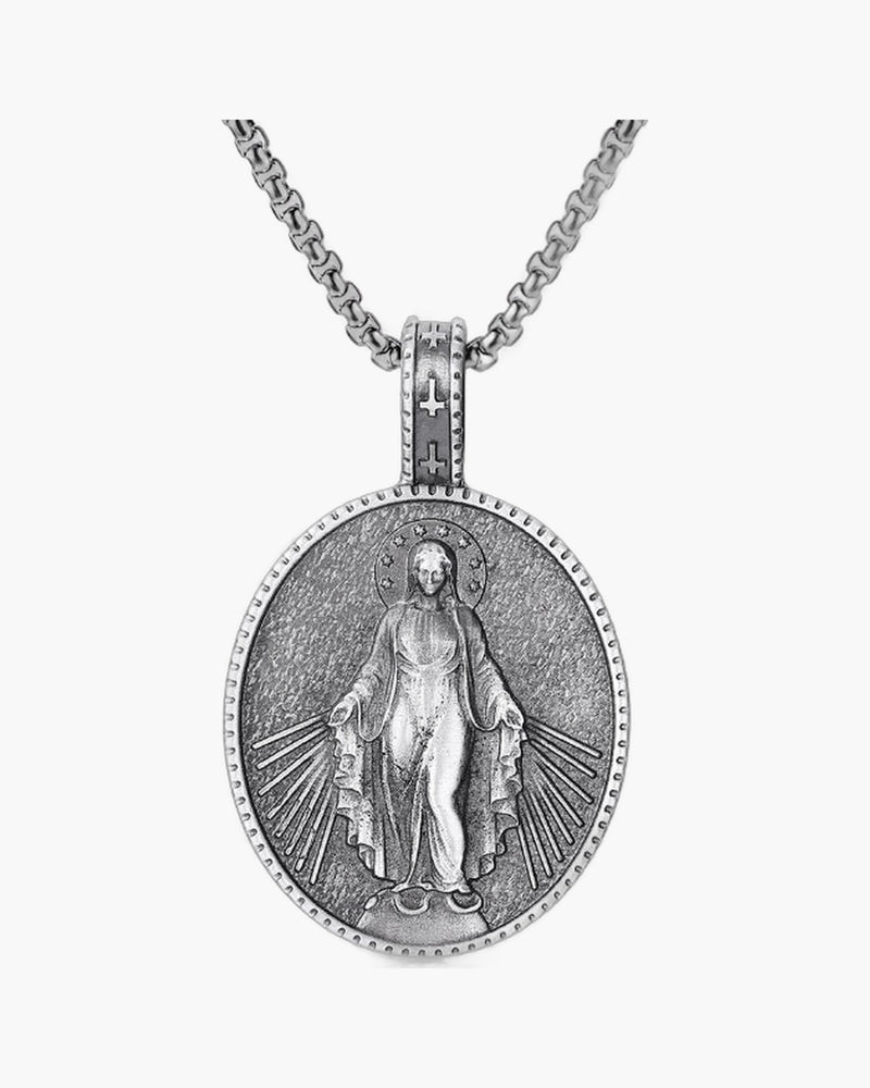 The Miraculous Emblem Stainless Steel Virgin Mary Necklace view 7