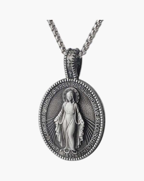 The Miraculous Emblem Stainless Steel Virgin Mary Necklace view 3