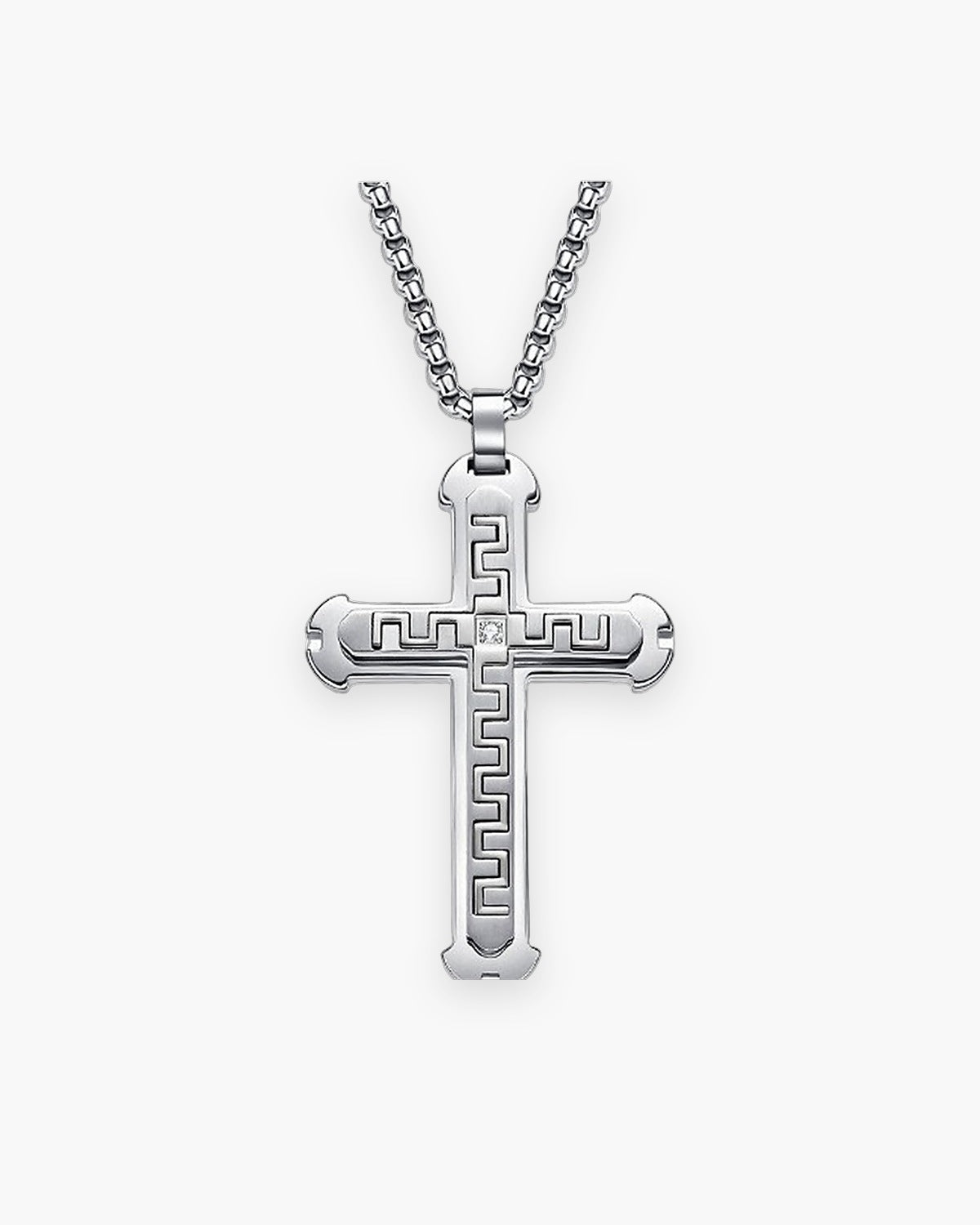 The Modern Cross, Greek Key / Silver