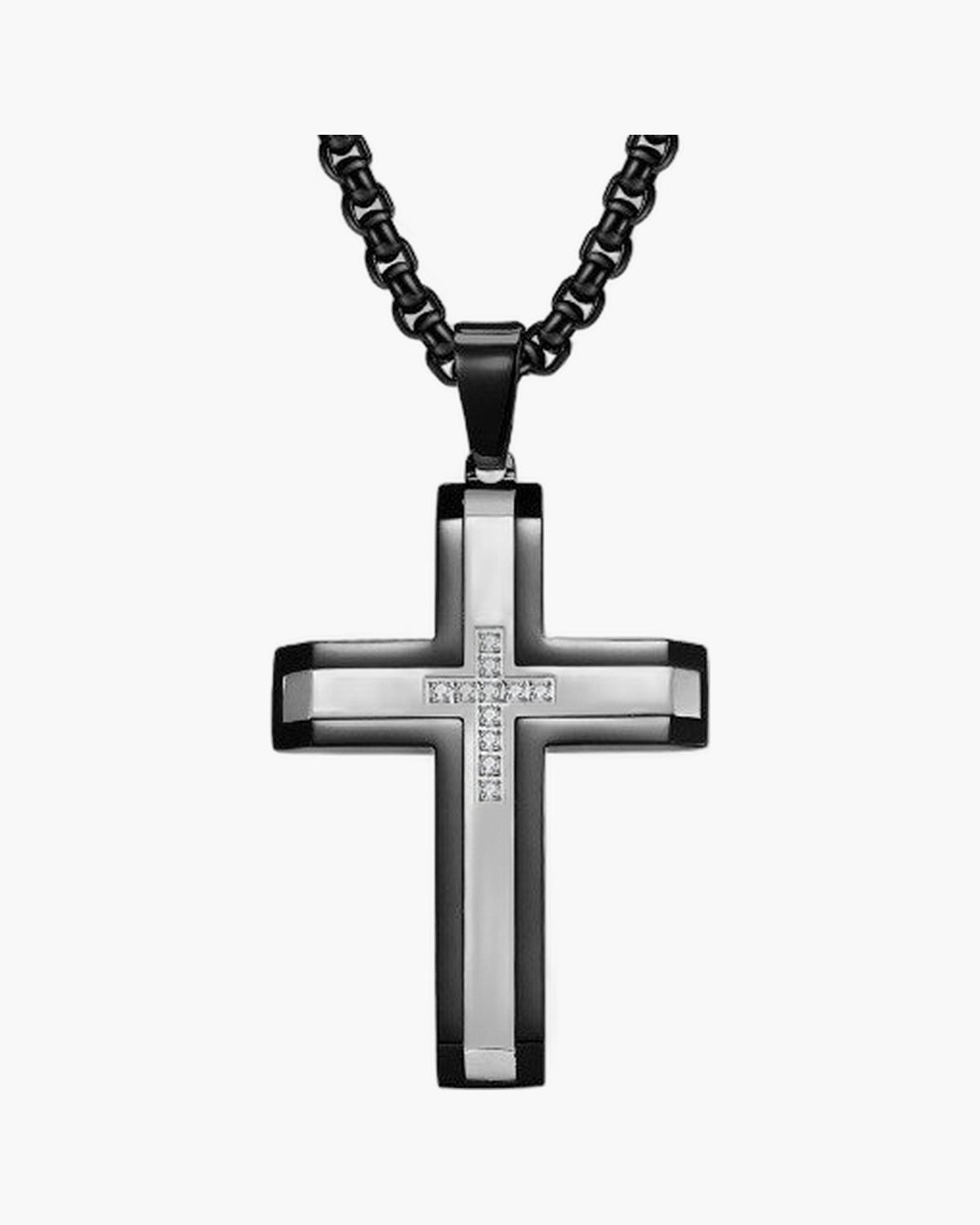 The Modern Cross Men's Stainless Steel Cross Necklace view 6
