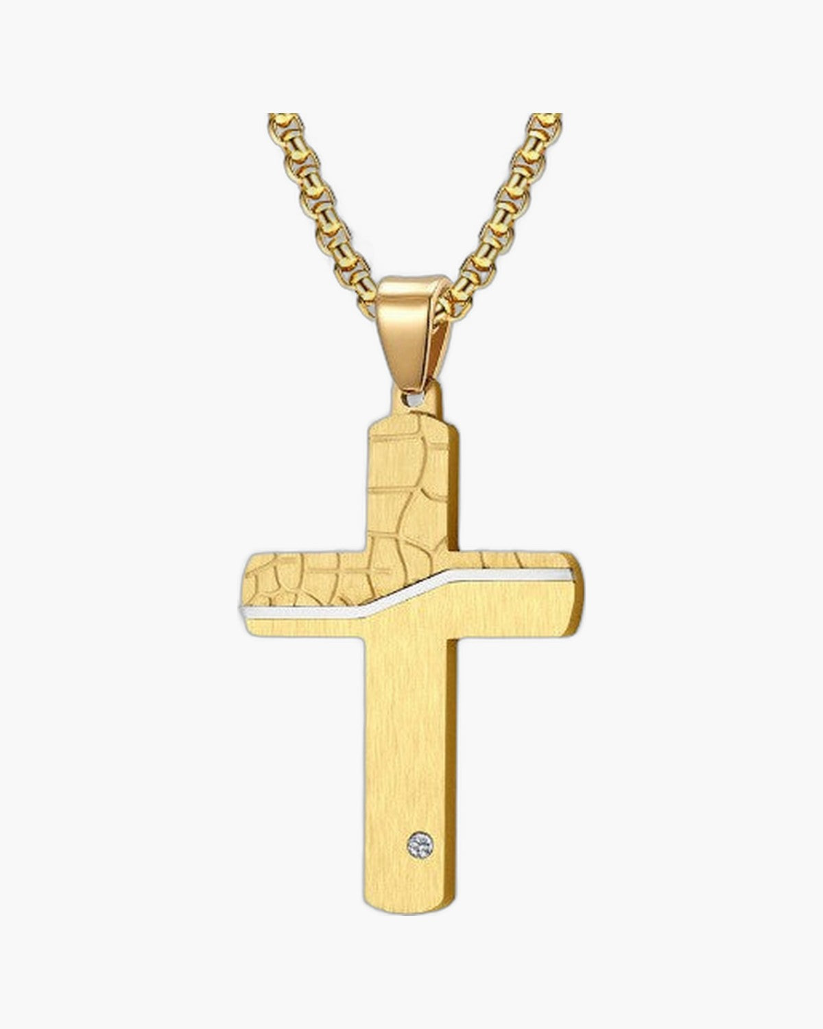 The Modern Cross Men's Stainless Steel Cross Necklace view 3