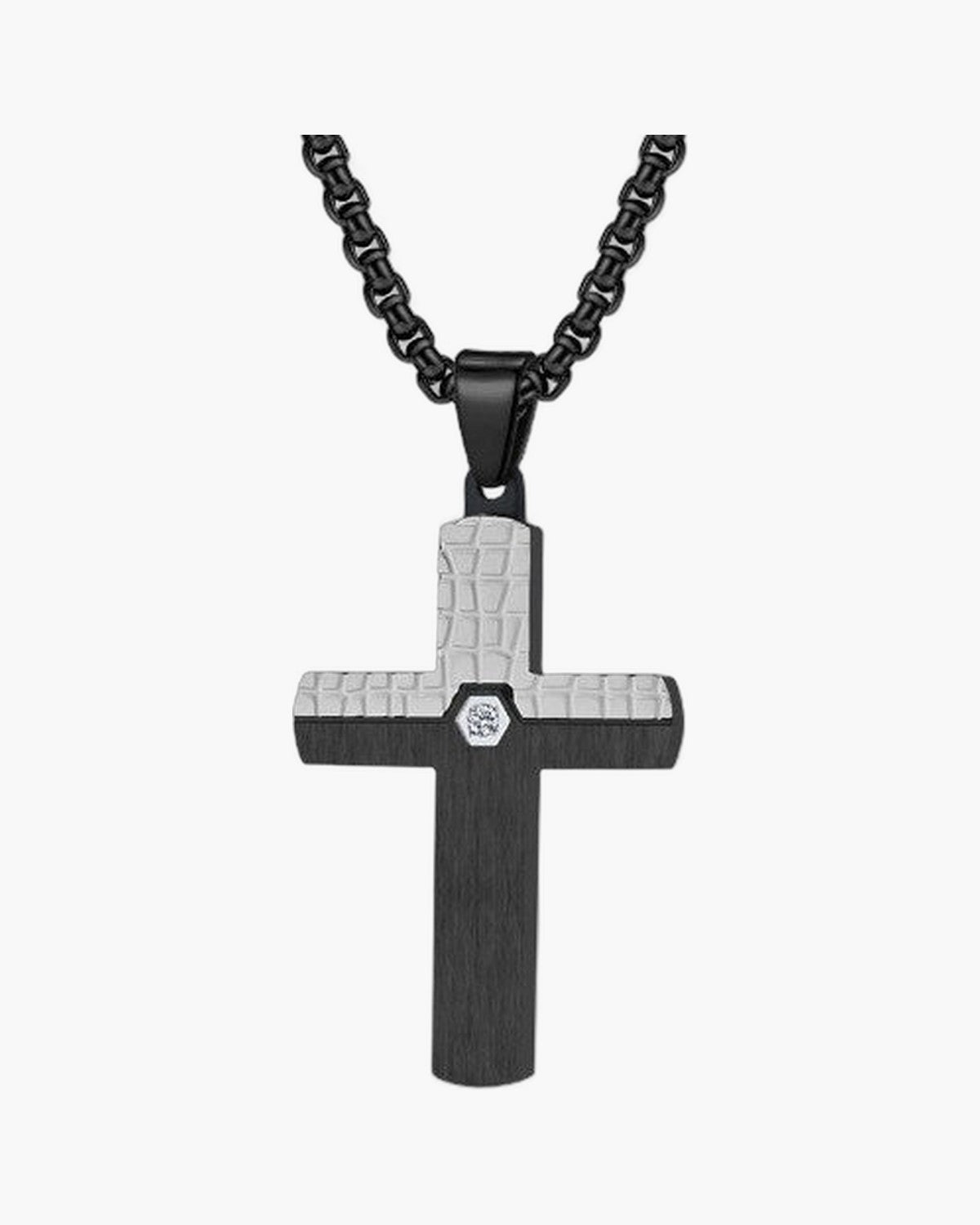 The Modern Cross Men's Stainless Steel Cross Necklace view 10