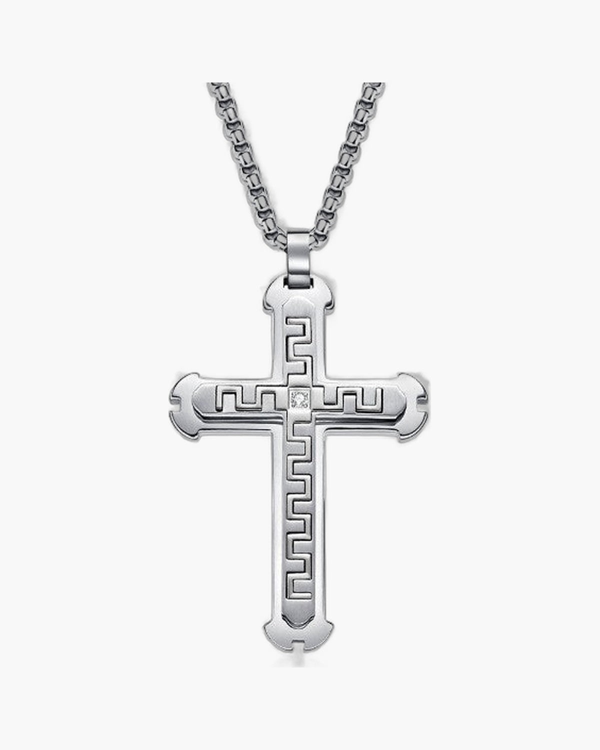 The Modern Cross Men's Stainless Steel Cross Necklace view 4