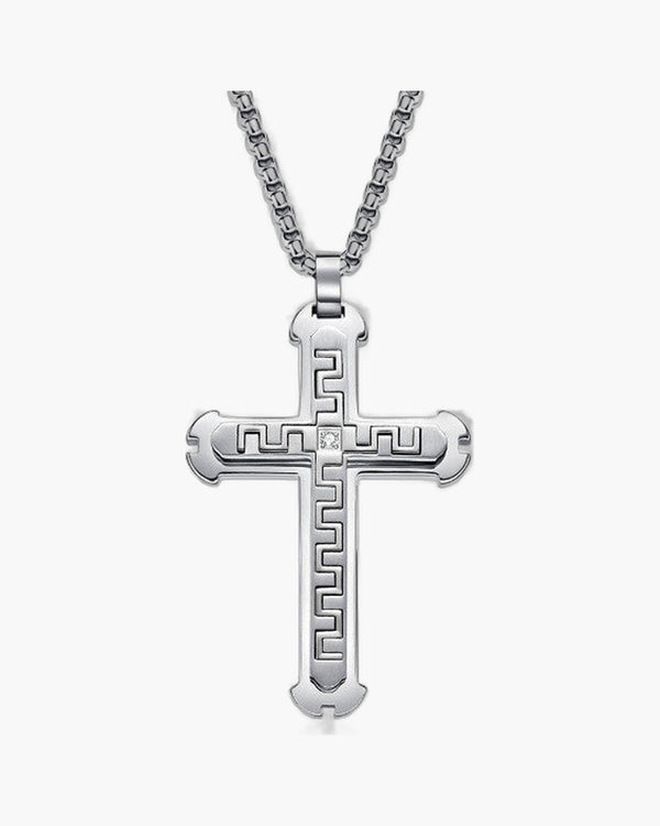 The Modern Cross Men's Stainless Steel Cross Necklace view 4