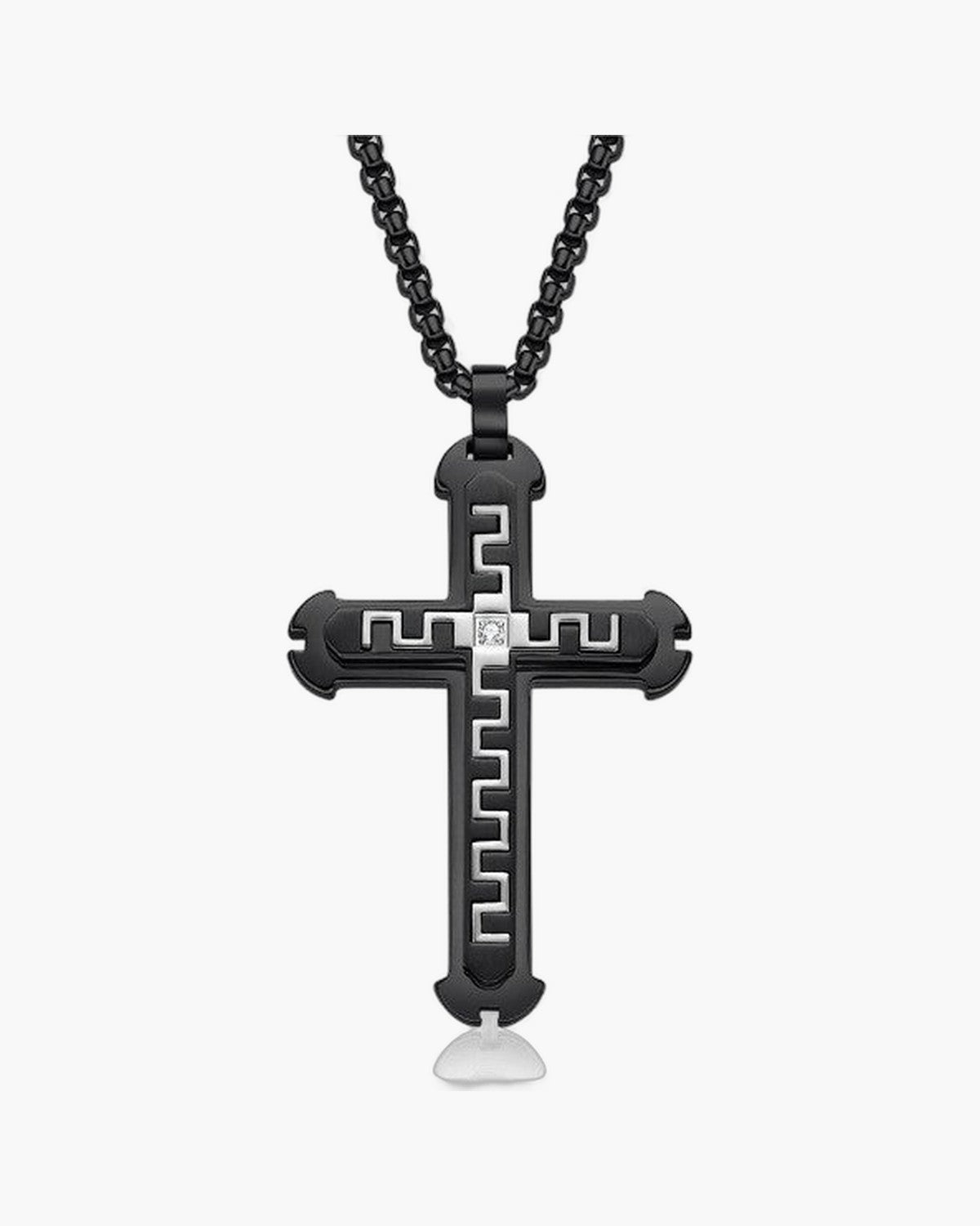 The Modern Cross Men's Stainless Steel Cross Necklace view 11