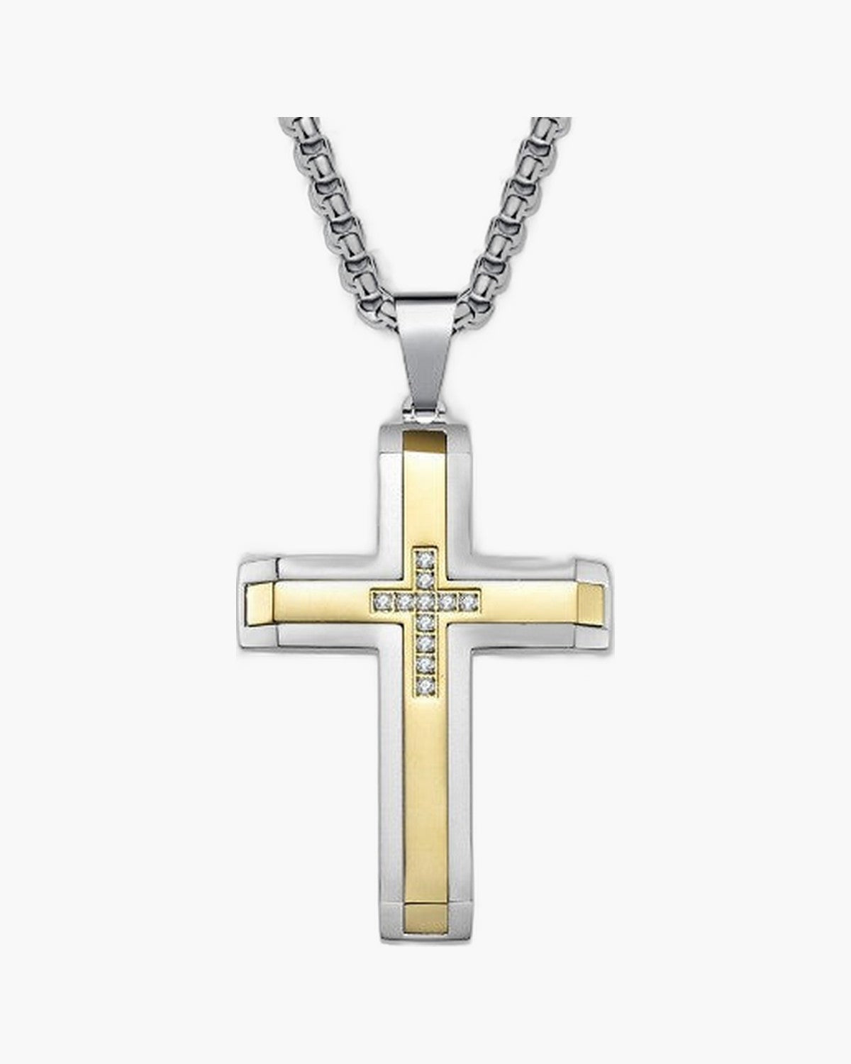 The Modern Cross Men's Stainless Steel Cross Necklace view 8