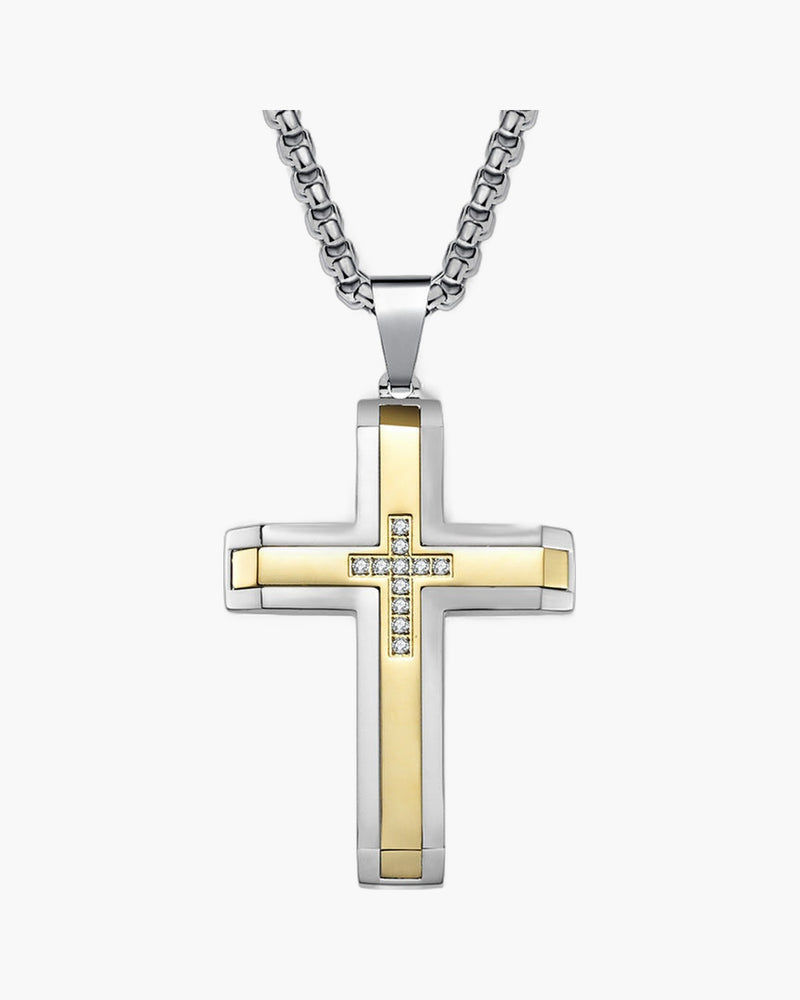 The Modern Cross Men's Stainless Steel Cross Necklace view 2