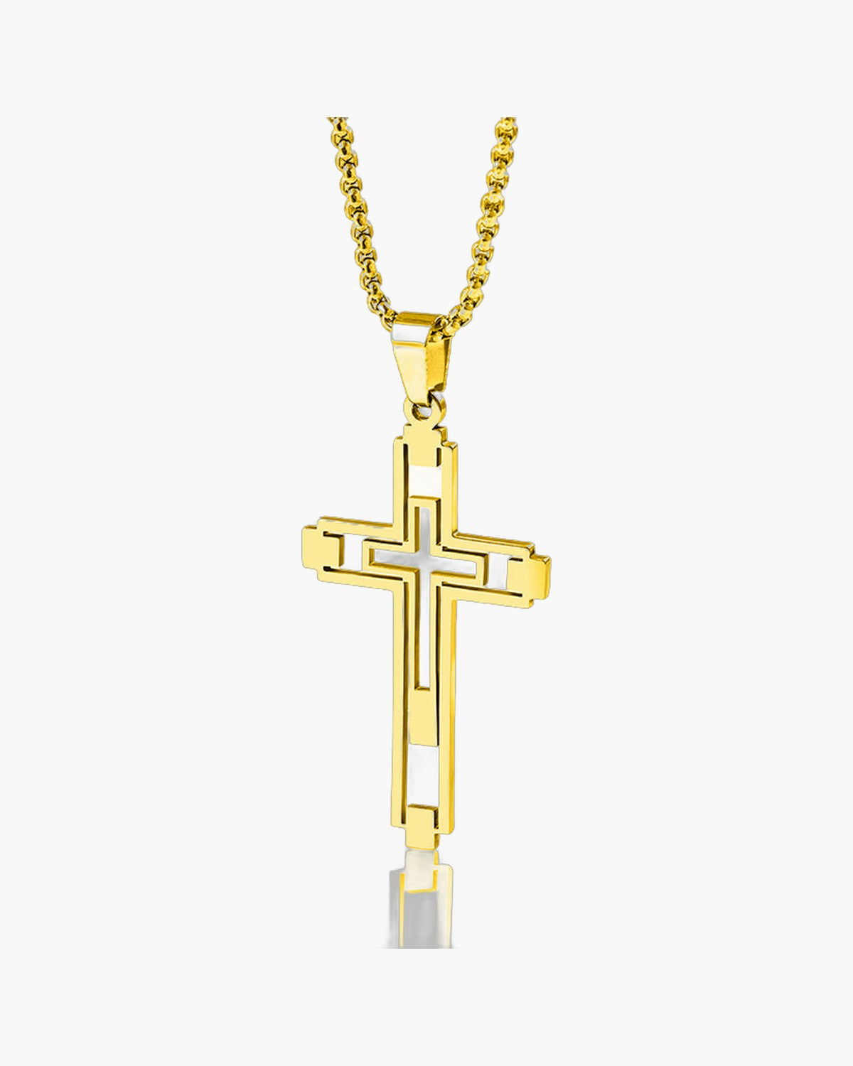 The Modern Devotion Stainless Steel Hollow Cross Necklace view 8