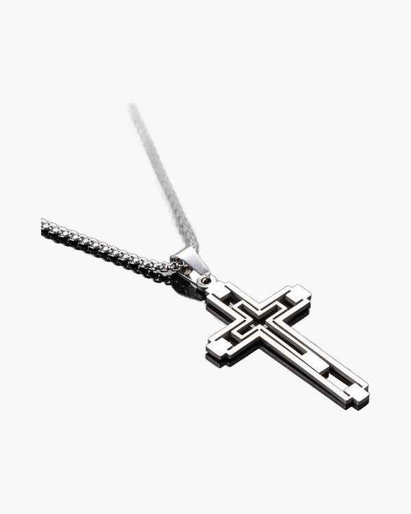 The Modern Devotion Stainless Steel Hollow Cross Necklace view 2