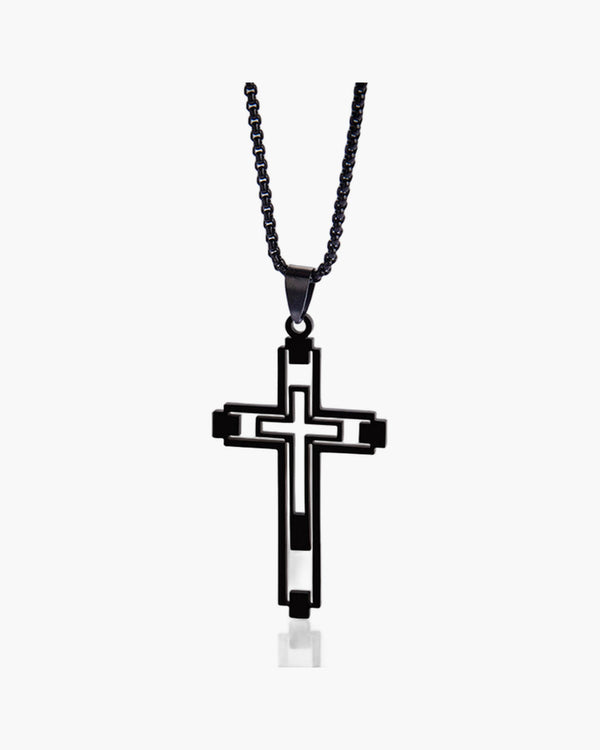 The Modern Devotion Stainless Steel Hollow Cross Necklace view 3