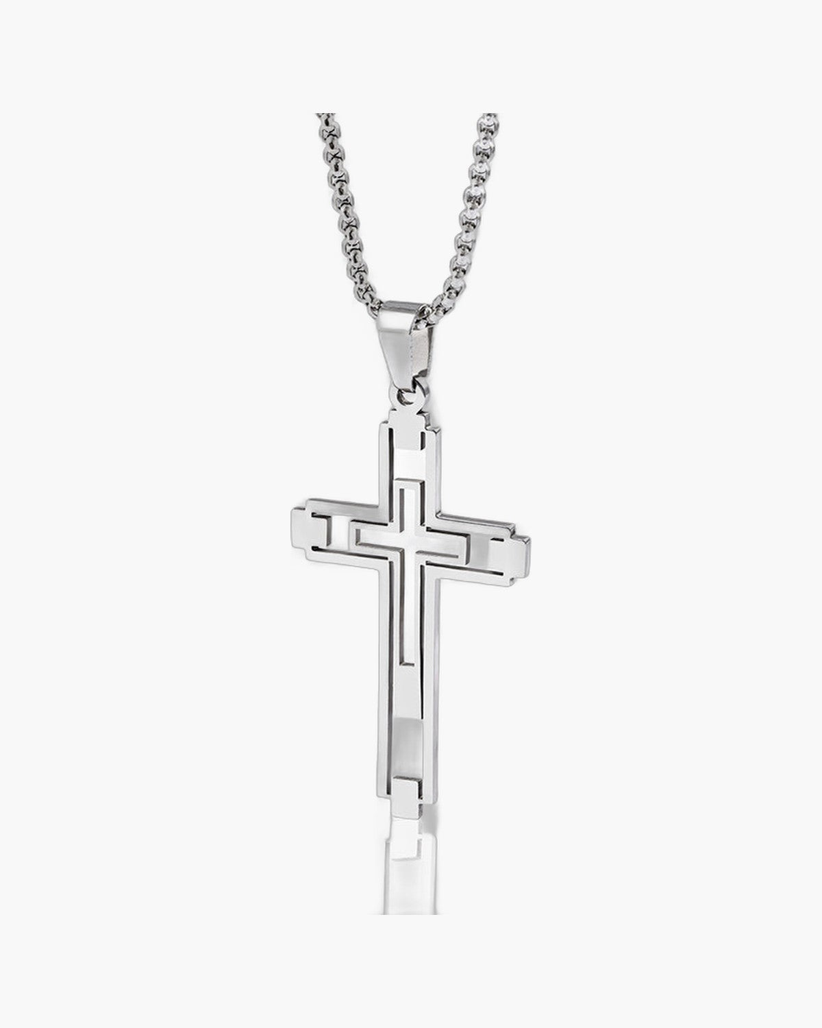The Modern Devotion Stainless Steel Hollow Cross Necklace view 7