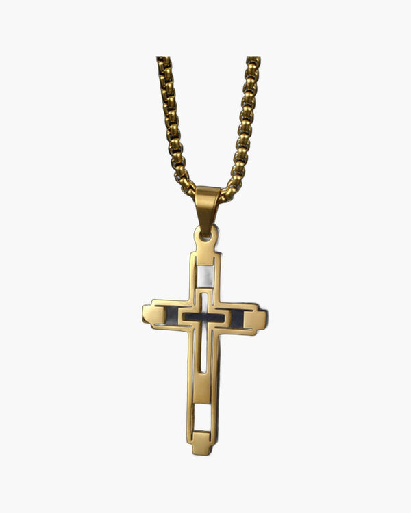 The Modern Devotion Stainless Steel Hollow Cross Necklace view 4