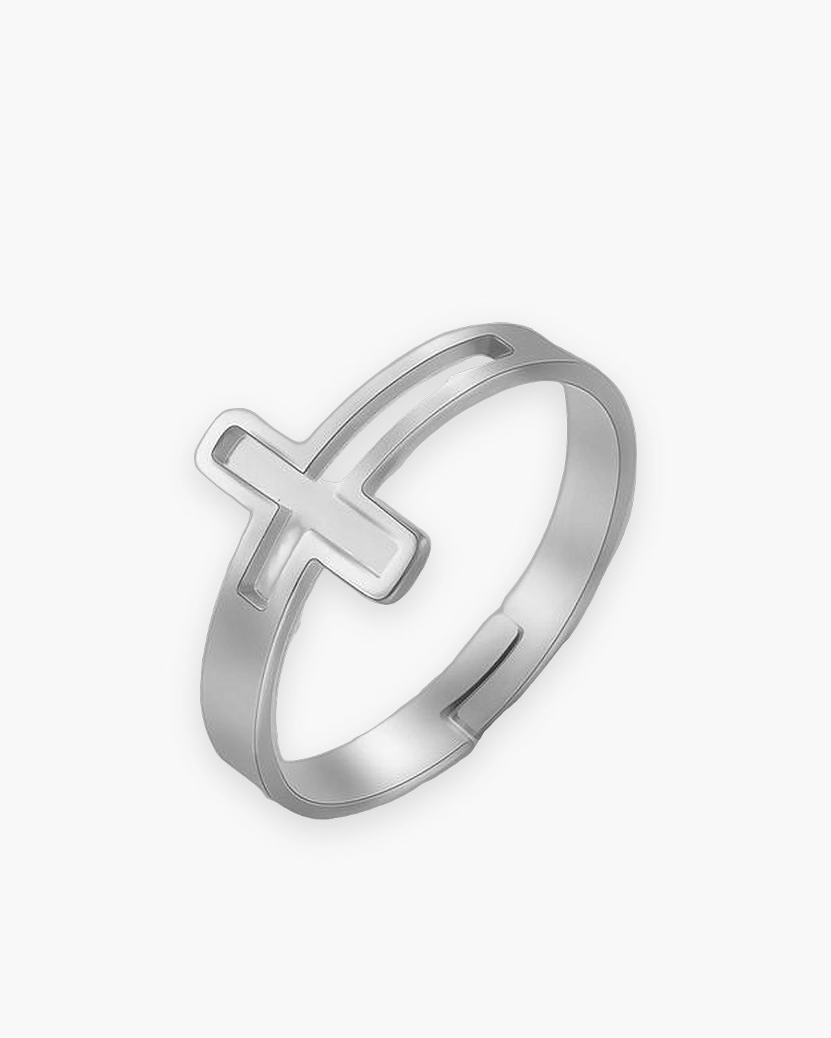 The Open Cross Ring in silver, front view [c:silver]