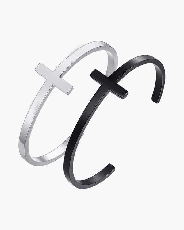 The Open Cross Stainless Steel Cross Cuff Bracelet view 8