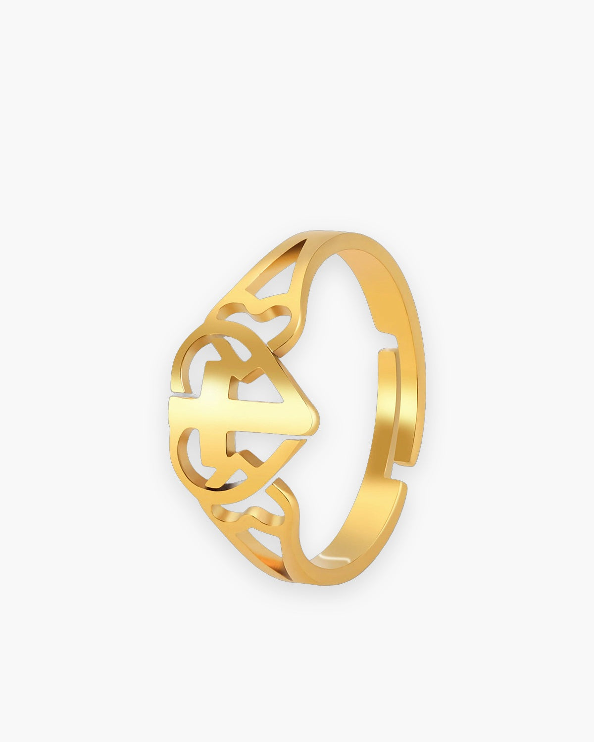 The Open Heart Cross in gold, front view [c:gold]