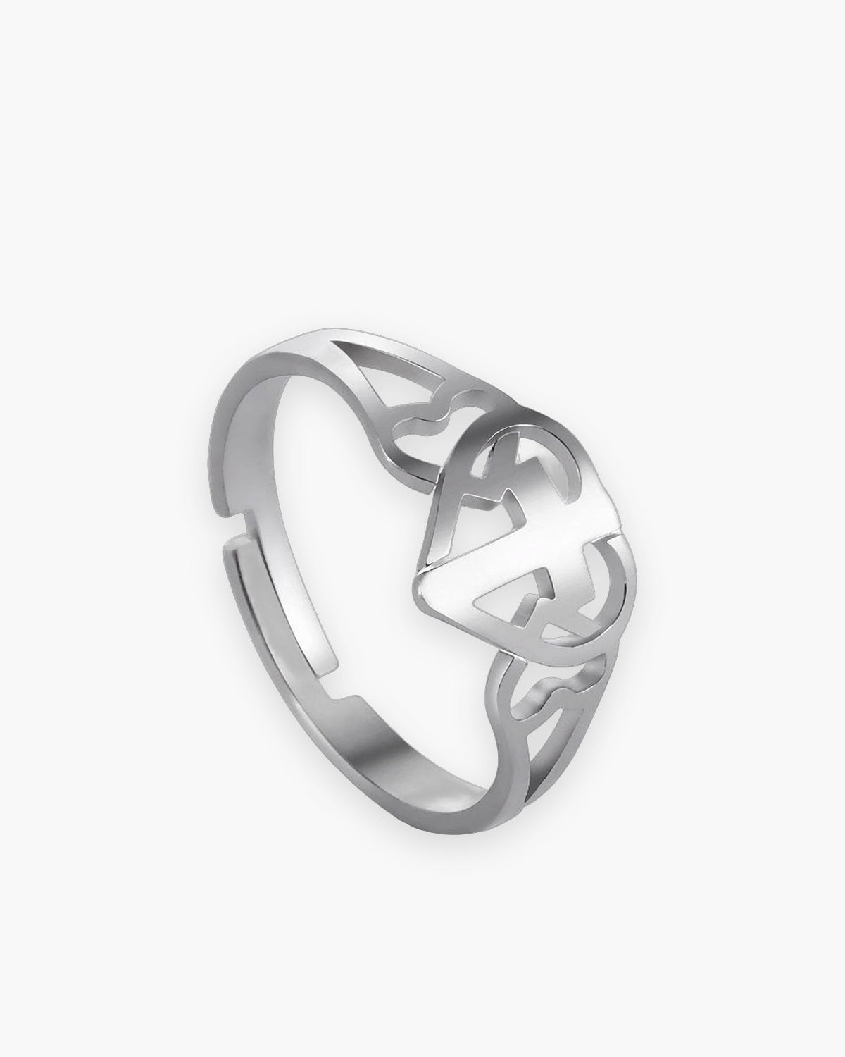 The Open Heart Cross in silver, front view [c:silver]