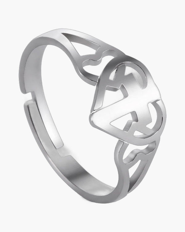 The Open Heart Cross Stainless Steel Heart Cross Ring view 7