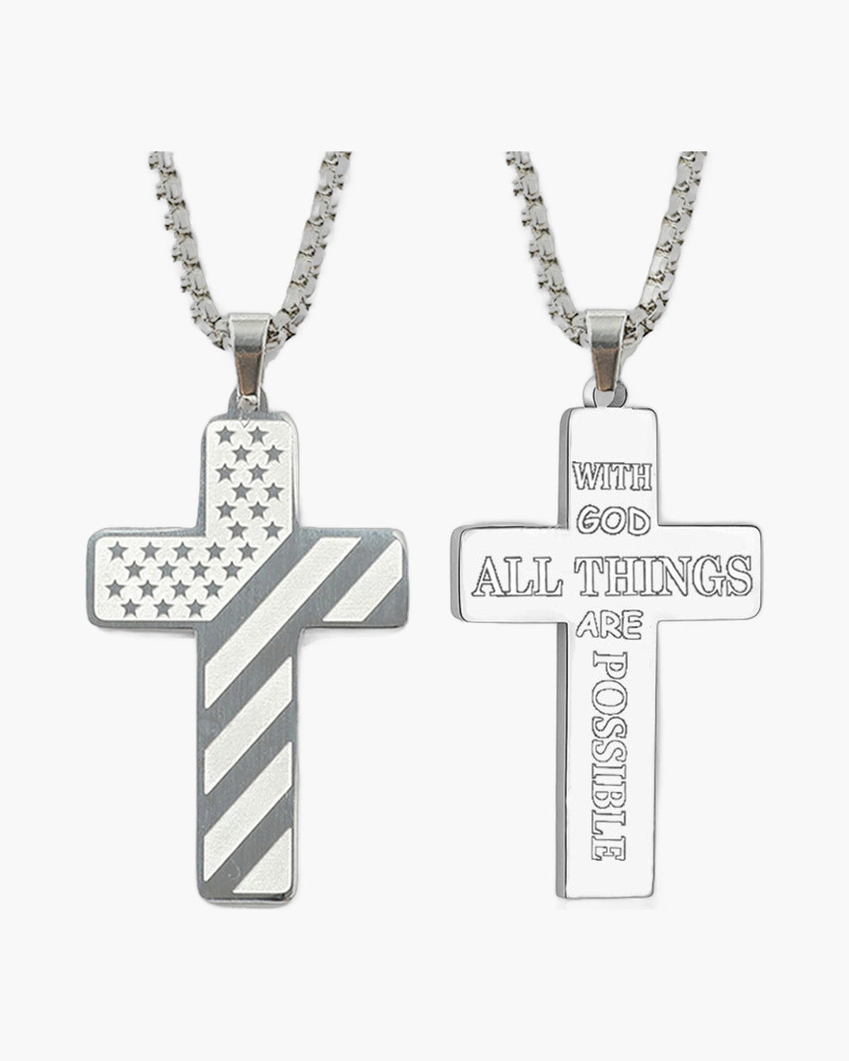The Patriotic Scripture Cross Stainless Steel Cross Flag Necklace view 13