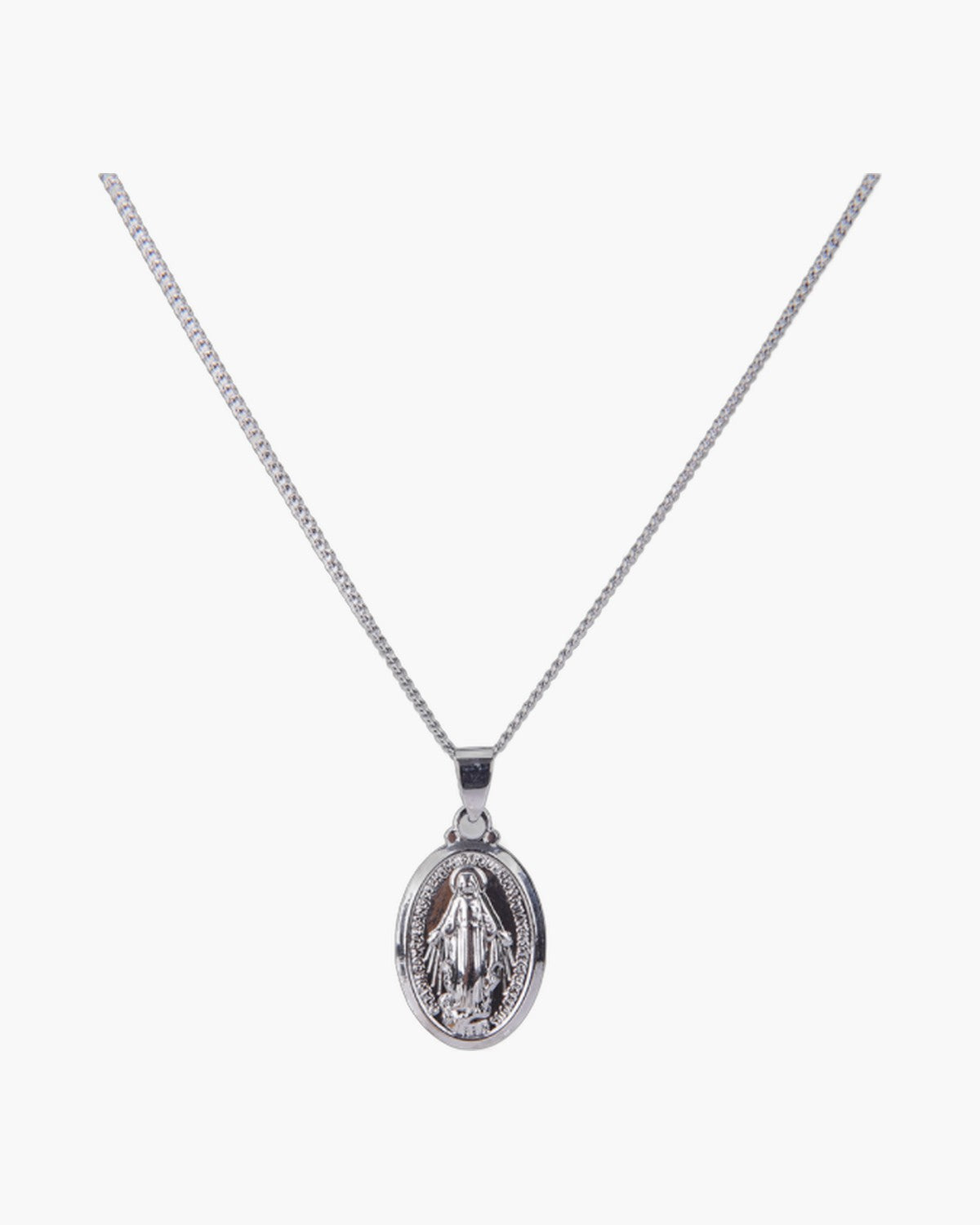 The Petite Miraculous Medal, Dainty Miraculous Medal Necklace in Silver or Gold Tone, view 2