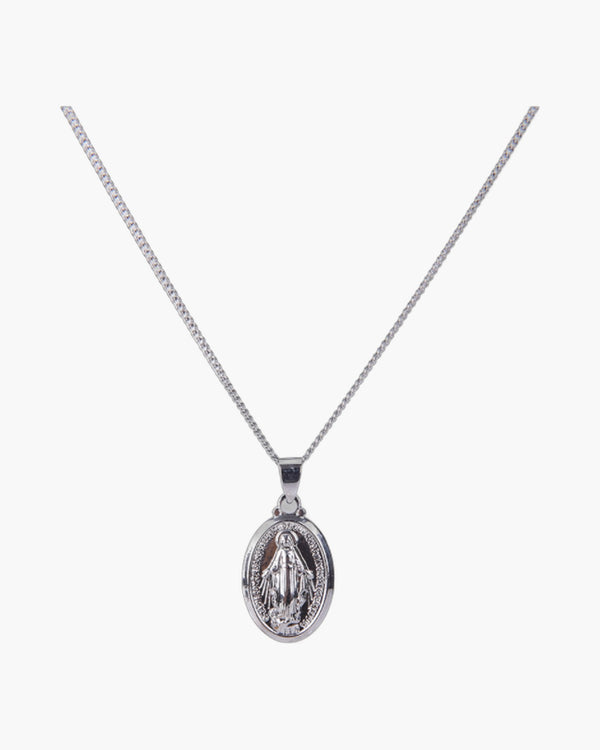 The Petite Miraculous Medal, Dainty Miraculous Medal Necklace in Silver or Gold Tone, view 2