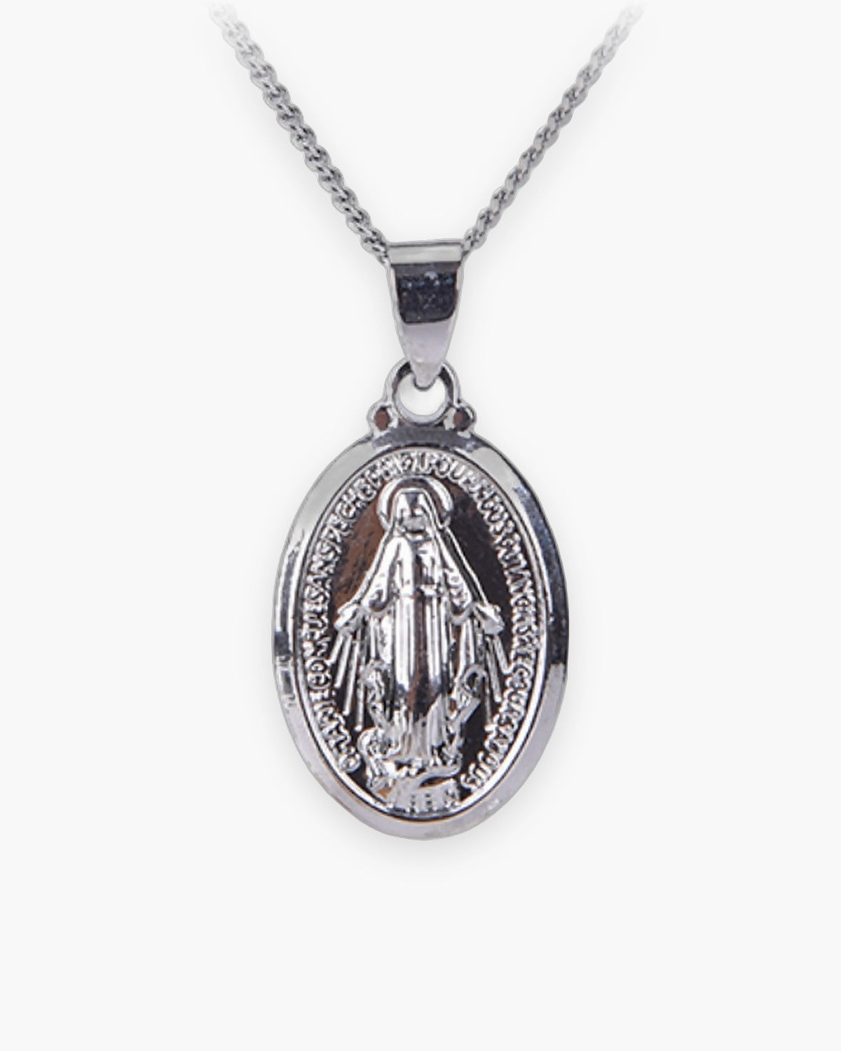 The Petite Miraculous Medal, Silver, front view [c:silver]