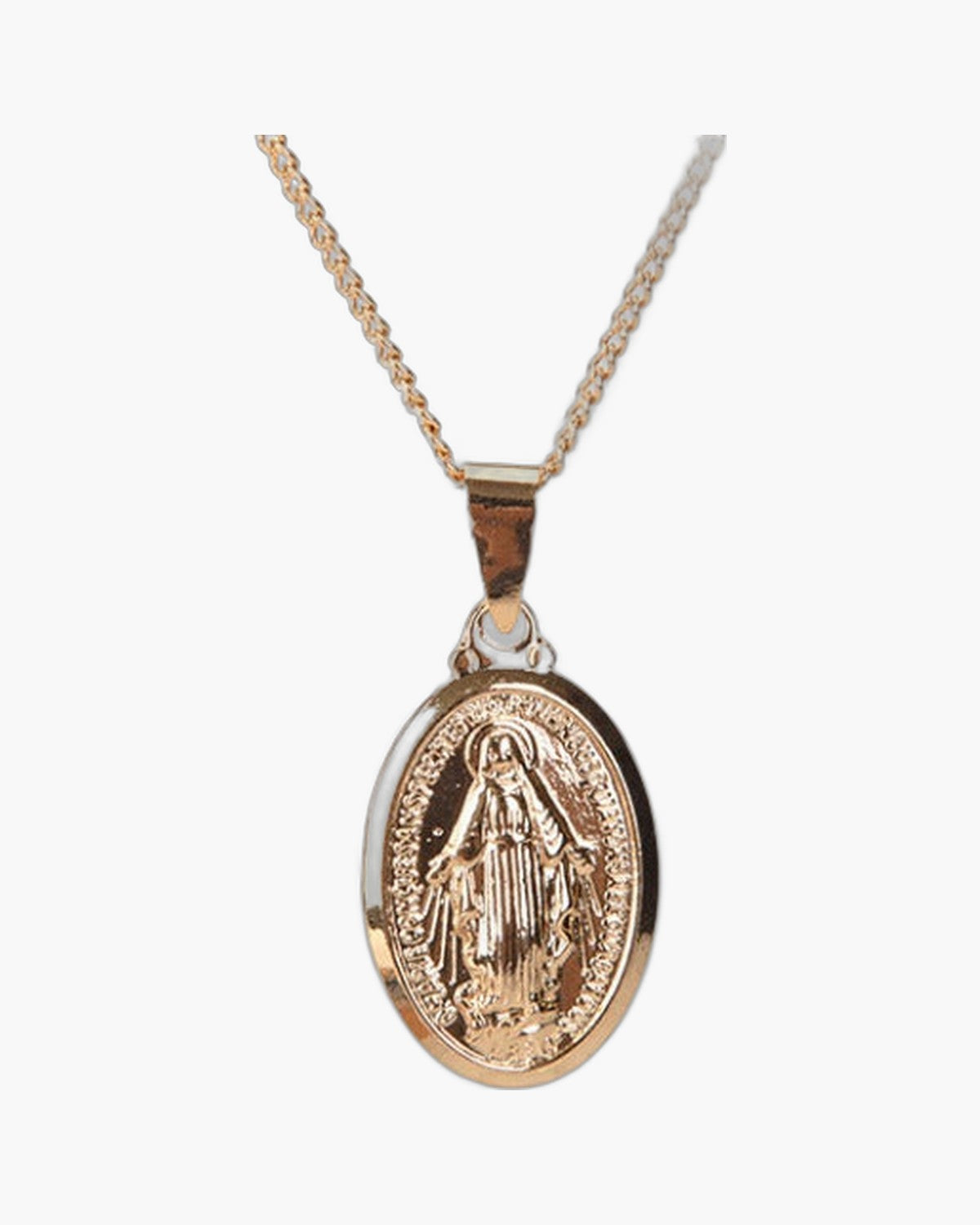 The Petite Miraculous Medal, Dainty Miraculous Medal Necklace in Silver or Gold Tone, view 4