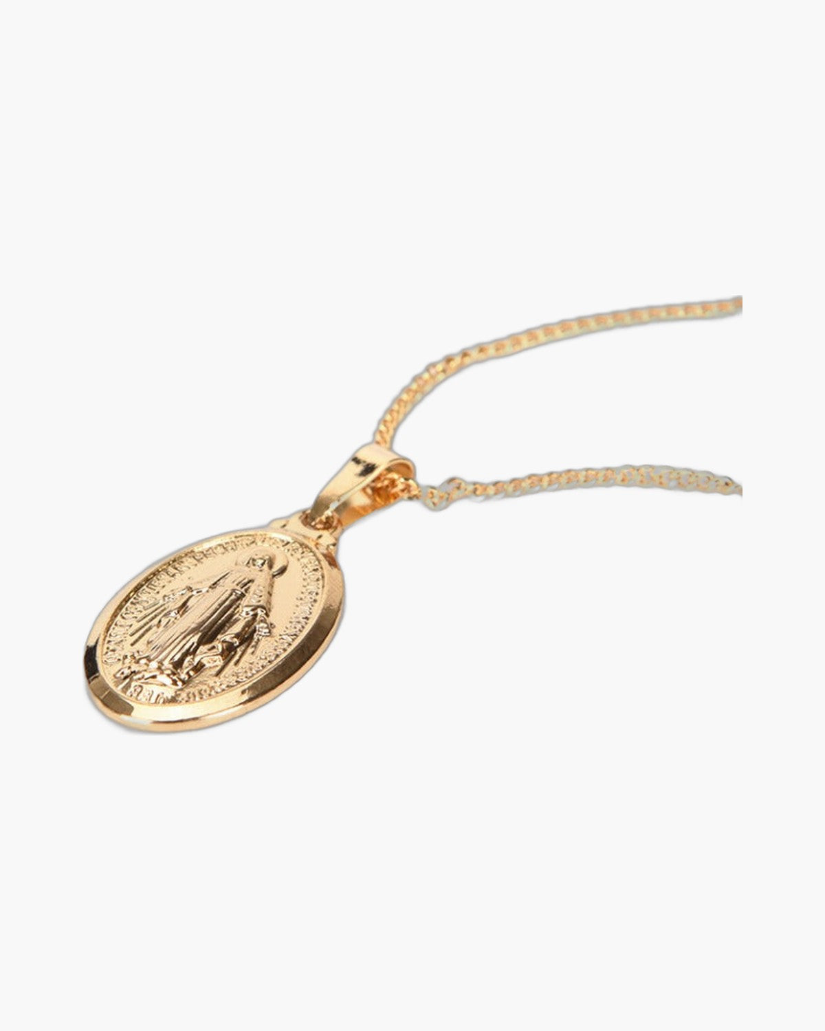 The Petite Miraculous Medal, Dainty Miraculous Medal Necklace in Silver or Gold Tone, view 5