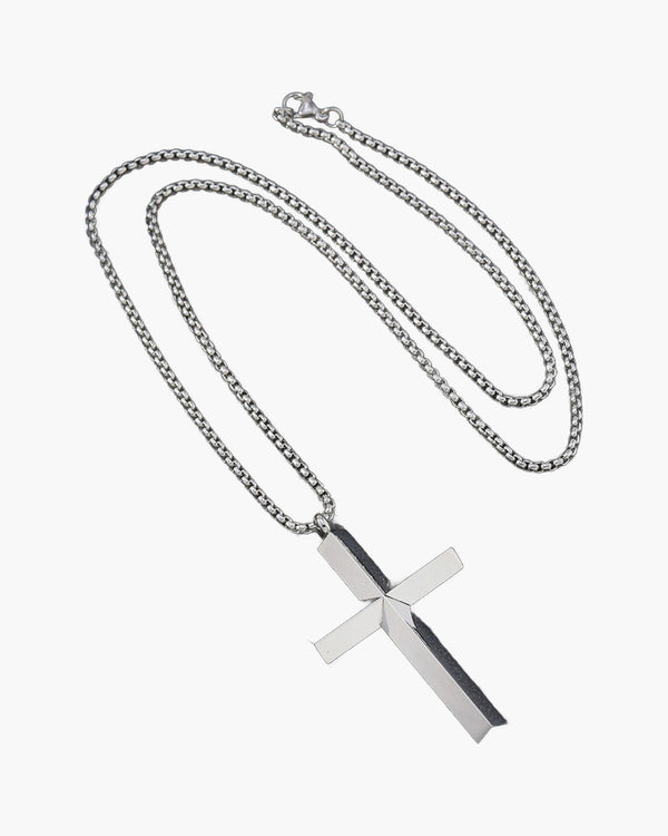 The Polished Cross Stainless Steel Beveled Cross Necklace view 7