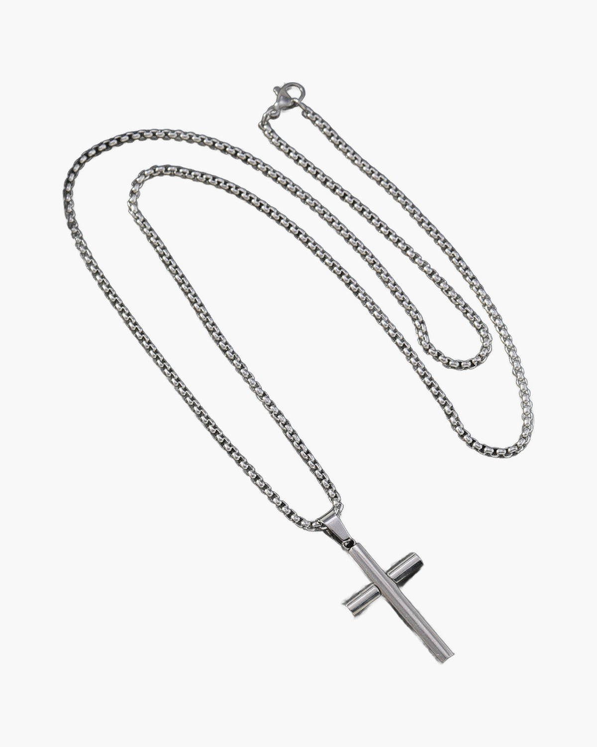 The Polished Cross Stainless Steel Beveled Cross Necklace view 4