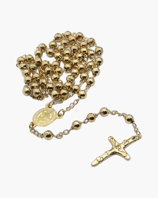 The Prayerful Journey Stainless Steel Rosary Necklace Cross view 7