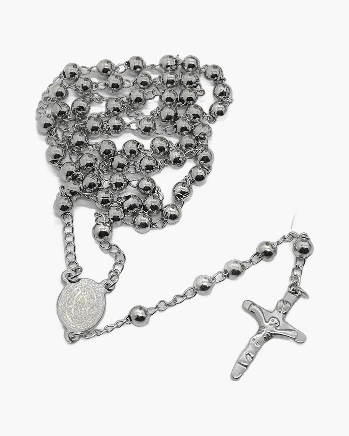 The Prayerful Journey Stainless Steel Rosary Necklace Cross view 5
