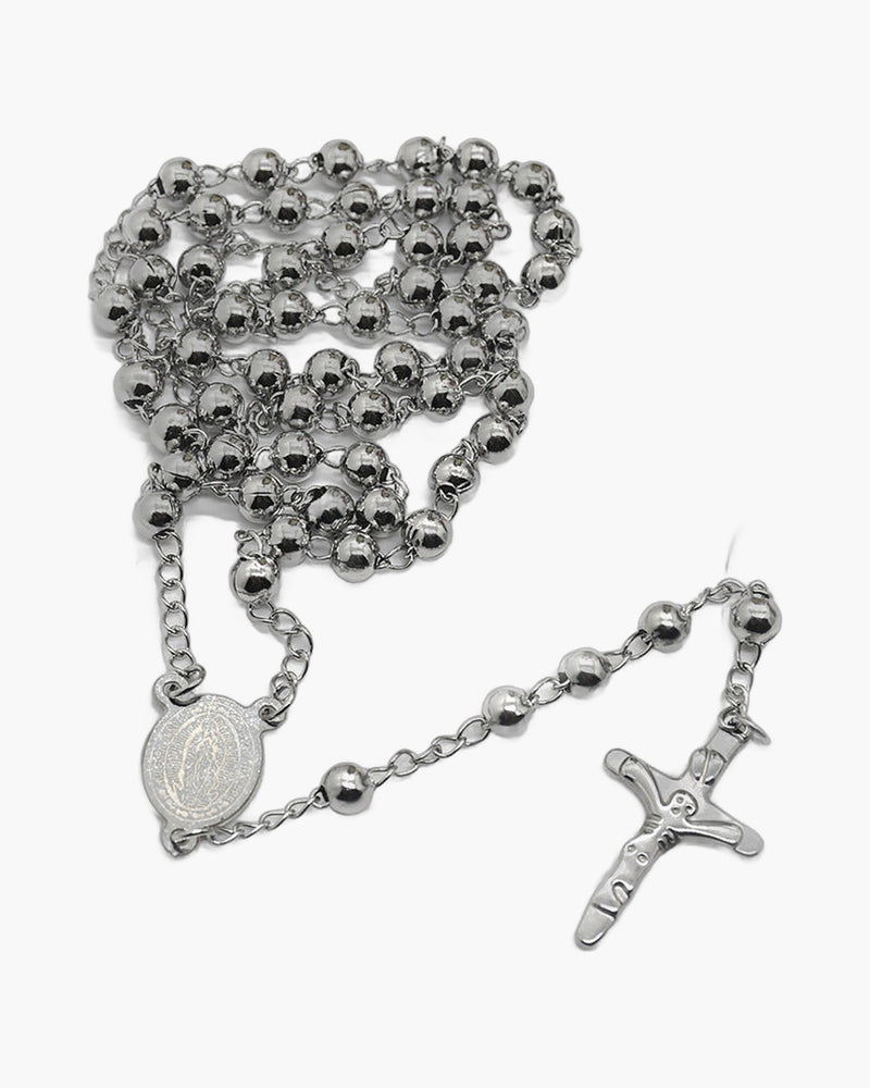 The Prayerful Journey Stainless Steel Rosary Necklace Cross view 5