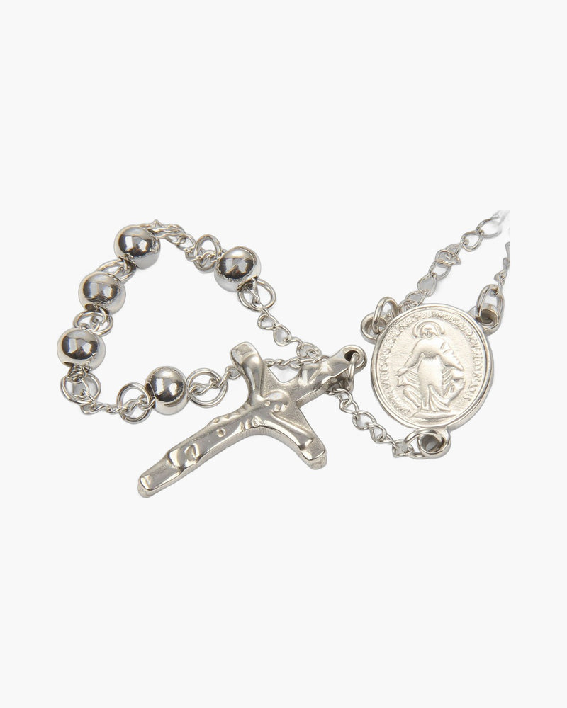 The Prayerful Journey Stainless Steel Rosary Necklace Cross view 3
