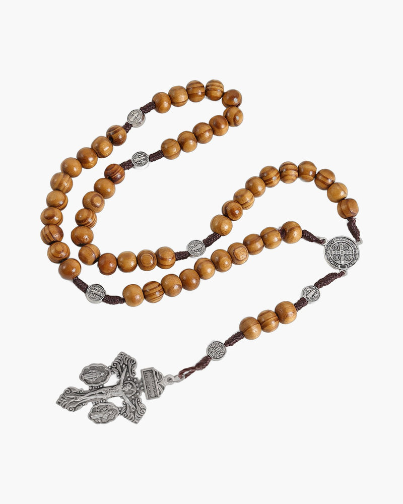The Prayerful Rosary Wooden bead rosary necklace view 4