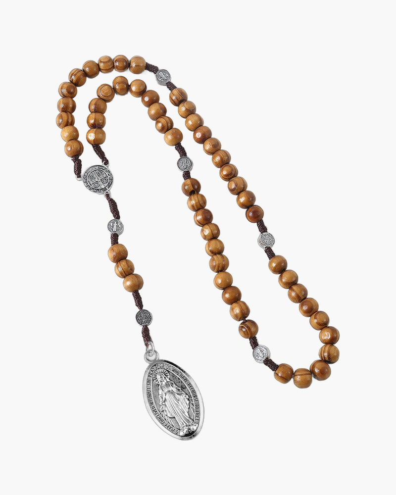 The Prayerful Rosary Wooden bead rosary necklace