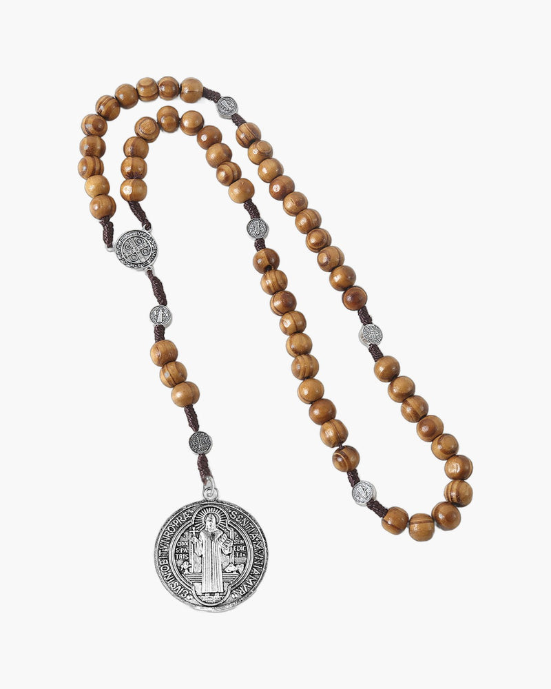 The Prayerful Rosary Wooden bead rosary necklace view 5
