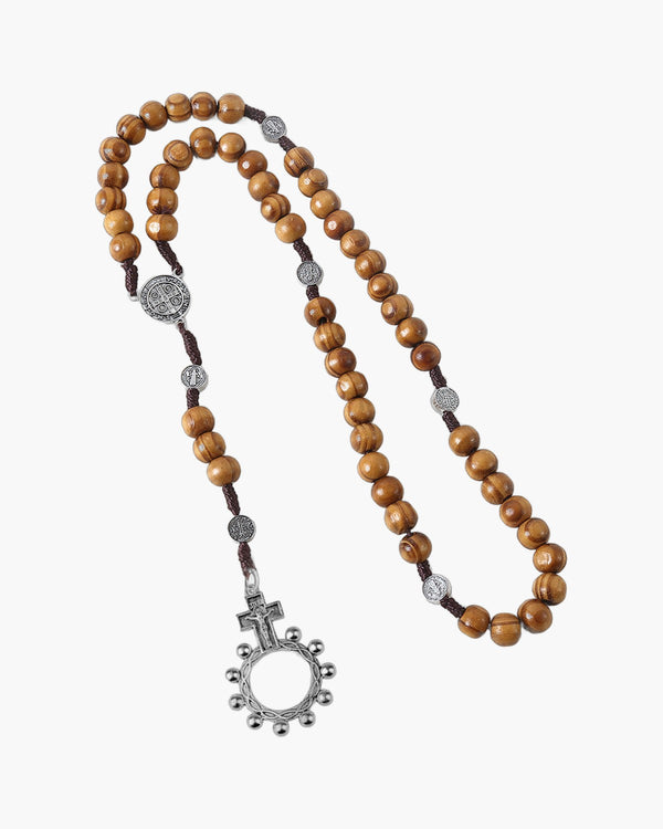 The Prayerful Rosary Wooden bead rosary necklace view 6