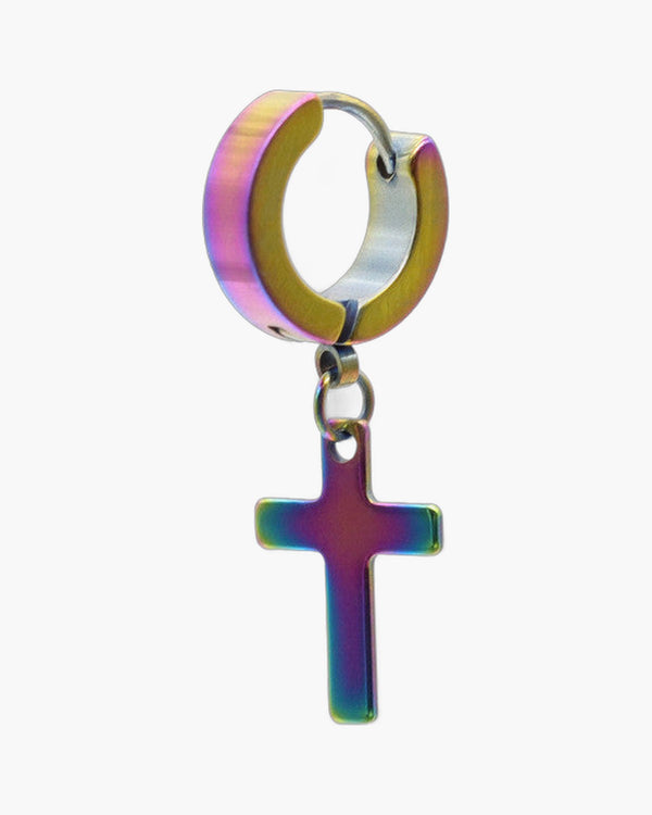 The Radiant Cross Rainbow Stainless Steel Cross Earring