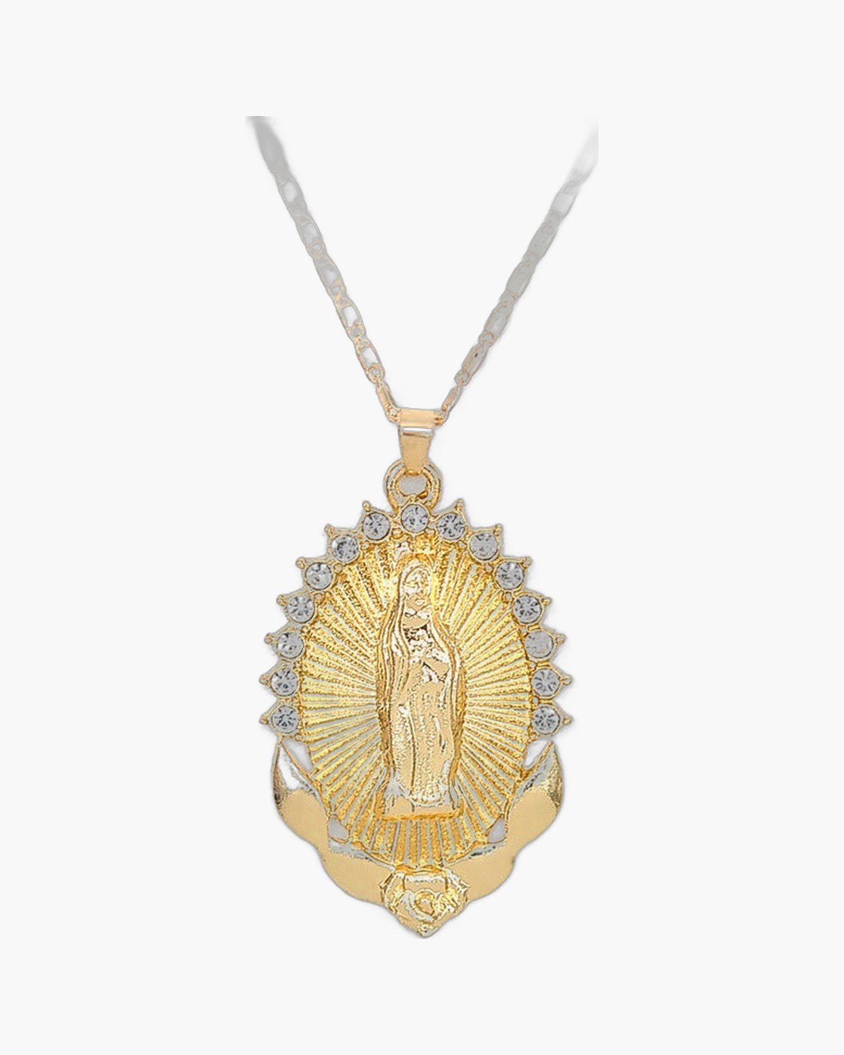 The Radiant Madonna, Virgin Mary Pendant Necklace with Crystal Halo, view 2