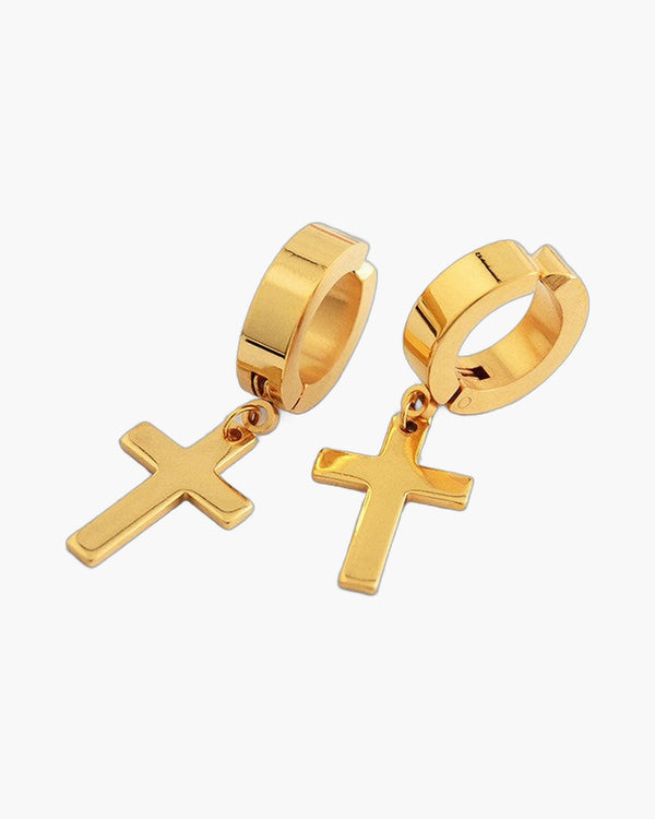 The Rainbow Cross Iridescent Stainless Steel Cross Earrings view 5