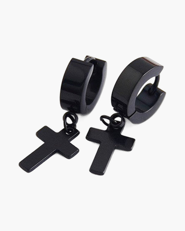 The Rainbow Cross Iridescent Stainless Steel Cross Earrings view 2